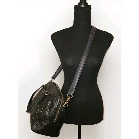 Fossil Amanda Perforated Satchel Handbag Black 11x8x5 *READ - Picture 2 of 15